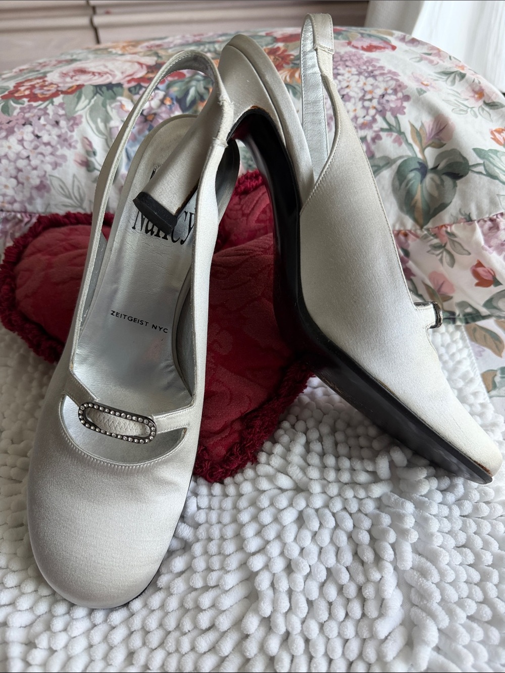 Silver Slingback Pumps